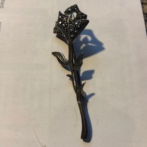 Vintage Marcasite Rose Pin